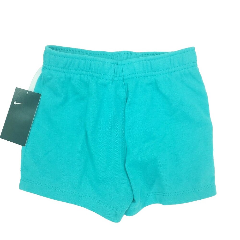 Nike Shorts Girls 6/6X Large Aqua Blue French Terry Lightweight Embroidered Logo - Picture 8 of 9